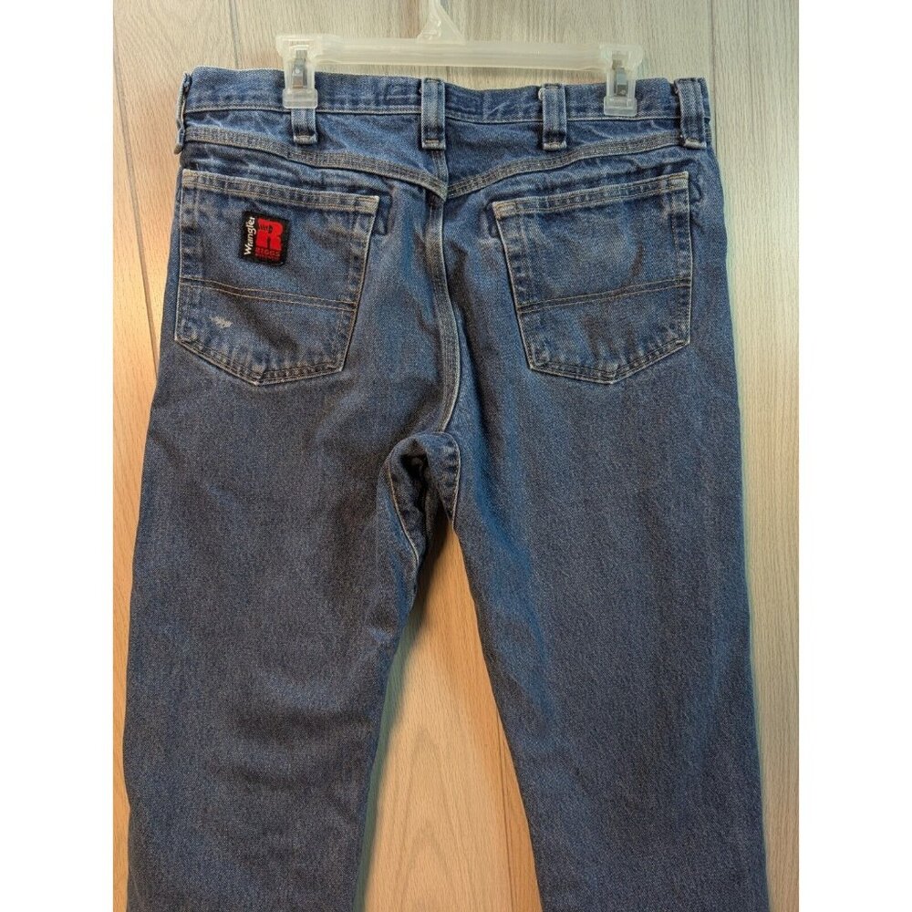Wrangler Riggs Jeans Adult 34x30 Blue Denim Regular Fit Straight Cut Mens * - Picture 5 of 11